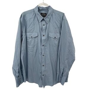 Gibson Trading Company XL Western Shirt Long Sleeve Blue‎ Snap Button Cowboy